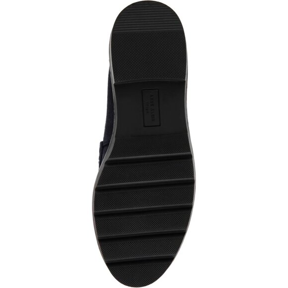 Anne Klein Womens Navy Rubber Low Chunky Heel Rounded Toe Emmylou Loafer Flat - Picture 4 of 9